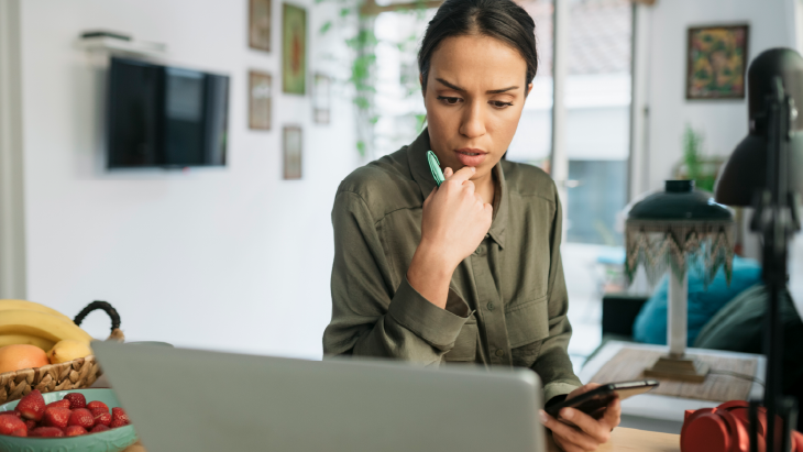 Professional working from home faces moment of doubt